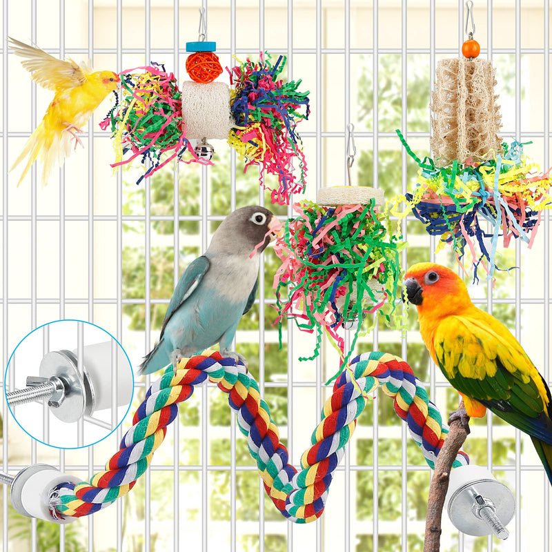 Foraging Toys Parakeet Chewing Hanging Toy Shredded Paper Bird Cage Accessories for Conure Cockatiel Budgies Lovebird Parrotlet Without Rope Perch - PawsPlanet Australia