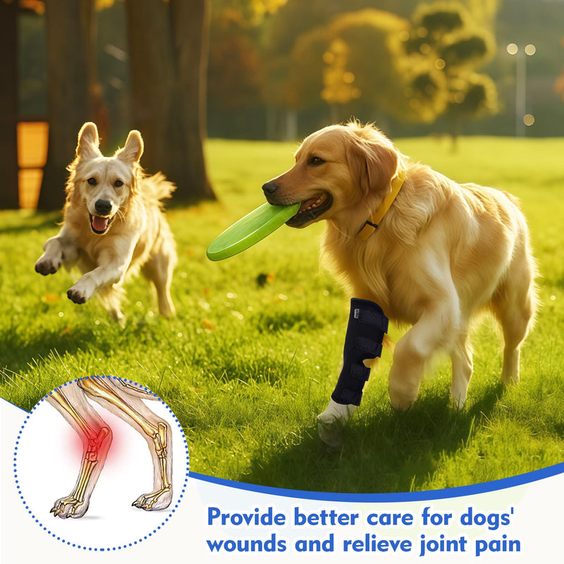Dog lick protection hind leg knee brace, breathable dog bandage for hind leg and knee, soft and snug fit for protection and support of healing, for all dog breeds, black
