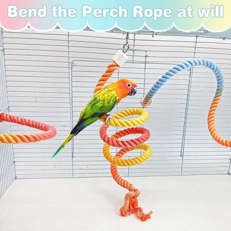 BNOSDM 3 Pcs Rope Perches for Bird Cages Gradient Sunset Color Bendable Climbing Rope Ladders & Swings Birds Cage Accessories Toy for Parakeets, Budgies, Cockatiels, Conures, Lovebirds - PawsPlanet Australia