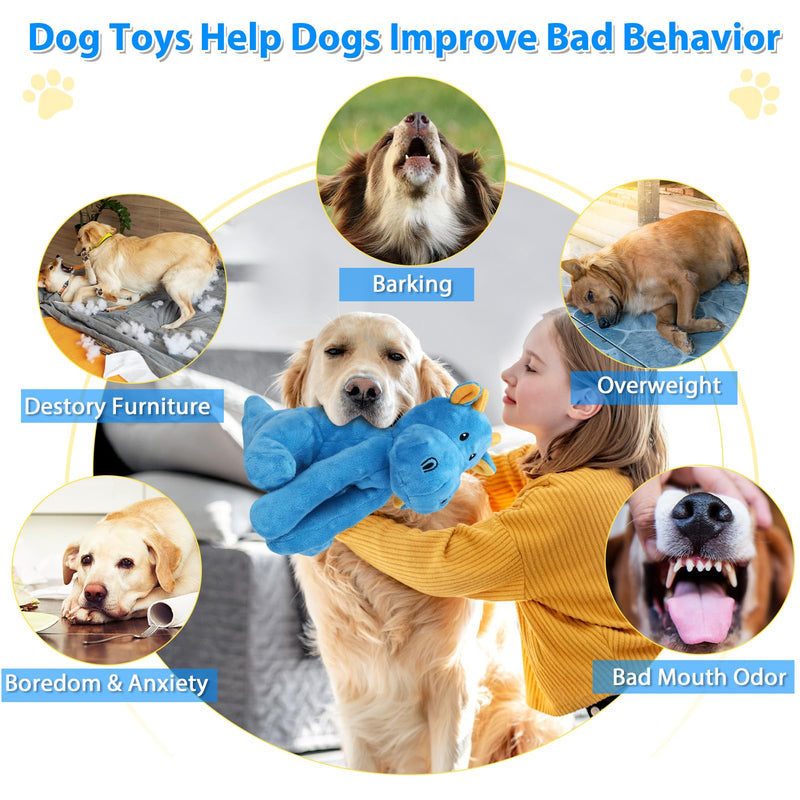 Dog Toys for Aggressive Chewers, Interactive Plush Dog Toy with Squeaker and Crinkle Paper, Suitable for Reducing Boredom and Anxiety, Cute Pet Toy for Small, Medium and Large Dogs - PawsPlanet Australia