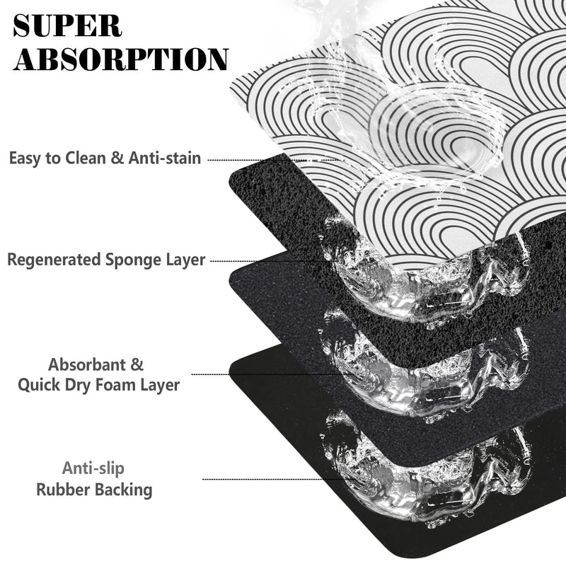Dog Food Mats for Floors Absorbent, Pet Cat Food Mat - Quick Dry Dog Bowl Mats for Food and Water, Eco-Friendly Boho Pet Supplies 12" x 20" S(12"×20") 01-White - PawsPlanet Australia