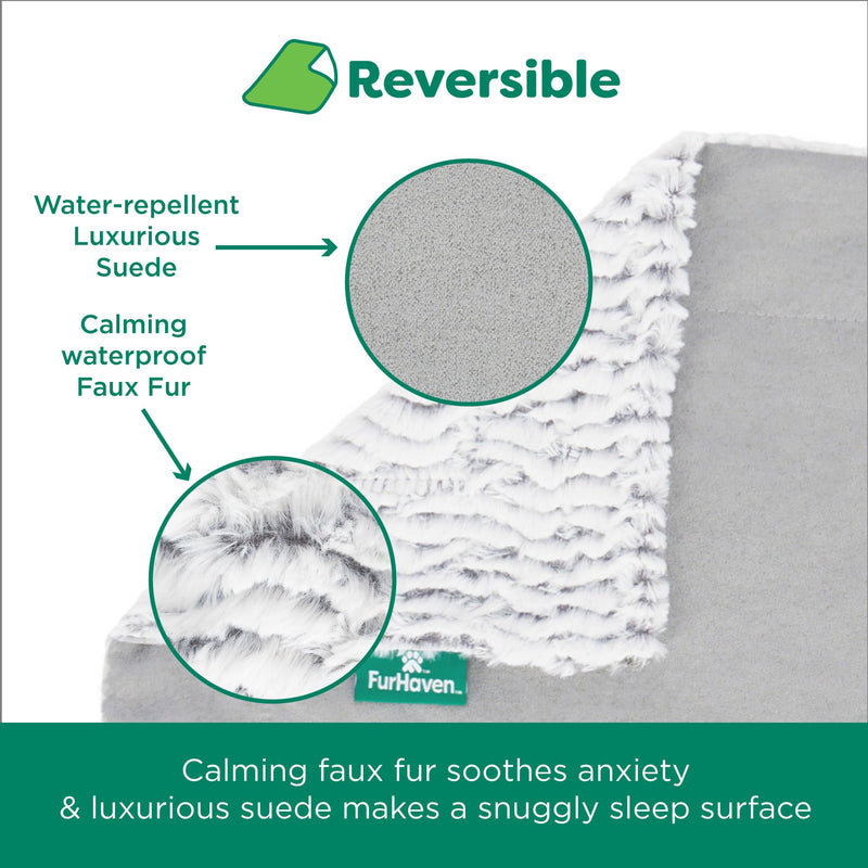 Furhaven Waterproof Dog Blanket – Birch Faux Fur & Suede Calming Throw for Pets, Washable – Gray, XL - PawsPlanet Australia