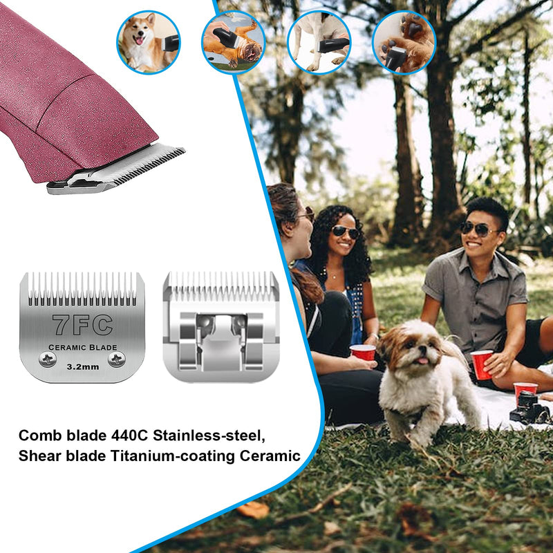 3 Pack 7FC Detachable Pet Dog Grooming Ceramic Blades,Compatible with Andis,Oster A5,Wahl KM-10 Series,Size 7FC Blade 1/8-Inch 3.2MM Cut Length 3pc 7fc:1/8''(3.2mm) - PawsPlanet Australia