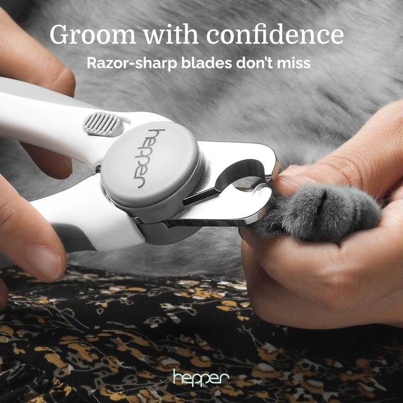 Hepper Cat Nail Clipper Kit - Small and Large Sharp Cat Claw Clippers with Added Nail File and Storage Pouch - Cat Nail Clippers with Safety Guard and Lock - Professional Cat Manicure … Grey - PawsPlanet Australia