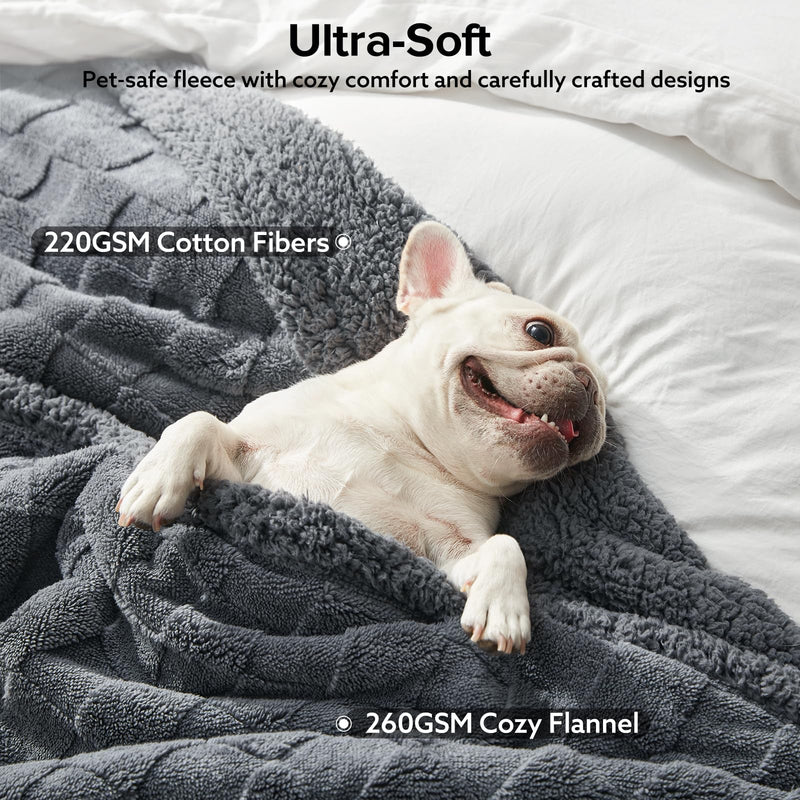 GASUR Waterproof Dog Blankets for Large Medium Dogs, Dog Blanket for Couch Bed, Fleece Pet Blanket for Furniture Sofa Protector, Soft Pet Throw Blankets for Crate Car Outdoor, Washable, 40"x50",Grey Grey L(40"x50") - PawsPlanet Australia