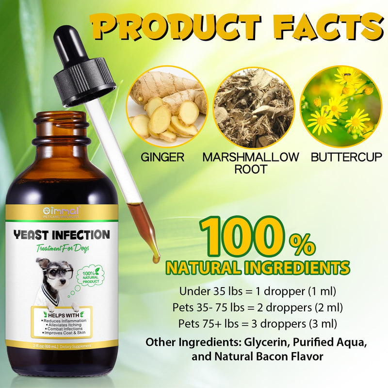 Natural Yeast Infection Treatment for Dogs, Dog Ear Infection Treatment Supports Dog Itch Relief, Dog Herbal Supplement, Helps to Support Itch Relief 2 fl oz - PawsPlanet Australia