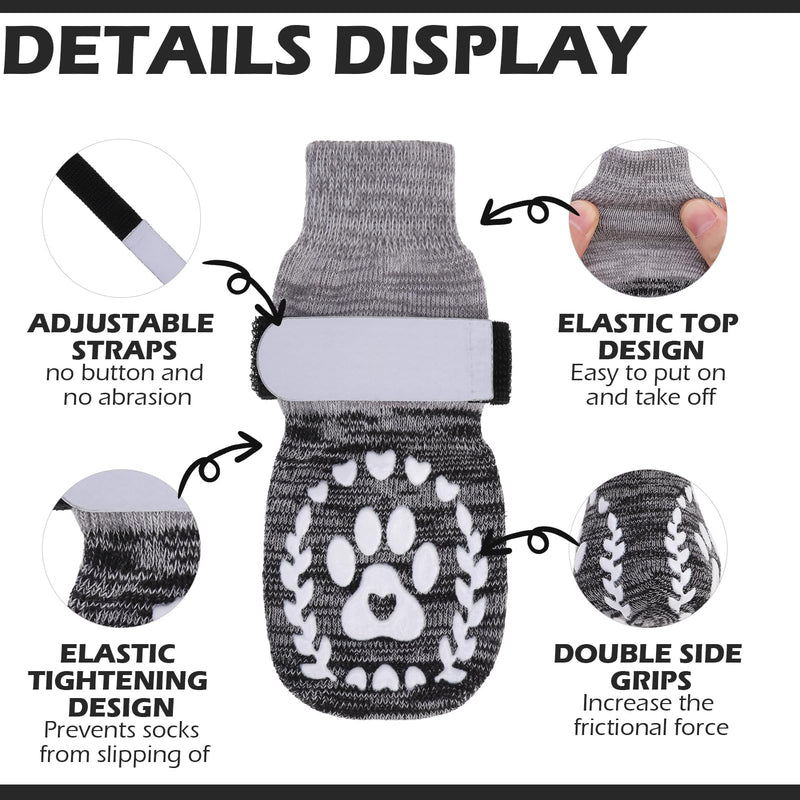 EXPAWLORER Dog Socks to prevent Licking and Slipping, Winter Dog Shoes for Cold Weather Snow, Paw Protectors for Hardwood Floors Anti-Slip, Dog Booties for Small Medium Large Senior Dogs, Black Grey M Medium(Paw Width:2.55in?