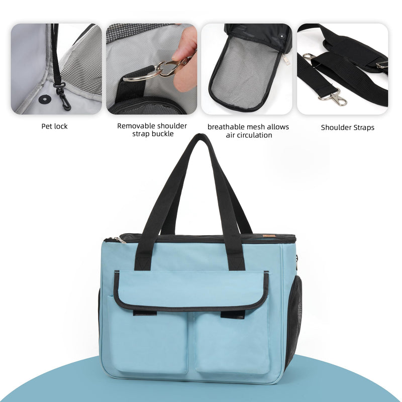 Cat & Dog Carrier for Pets Up to 15 Lbs, Airline Approved Soft-Sided Collapsible Pet Carrier for Cats & Dogs, Cat Carrier with Breathable Mesh, Padded Interior – Ideal for Car Rides, Daily Use(Blue) blue - PawsPlanet Australia