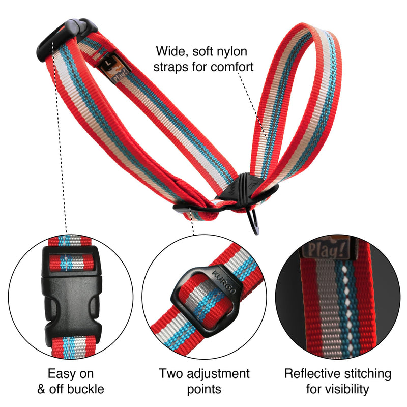 Kurgo Walk about Head Halter, Large, red/blue Large (18 to 29 inch neck)