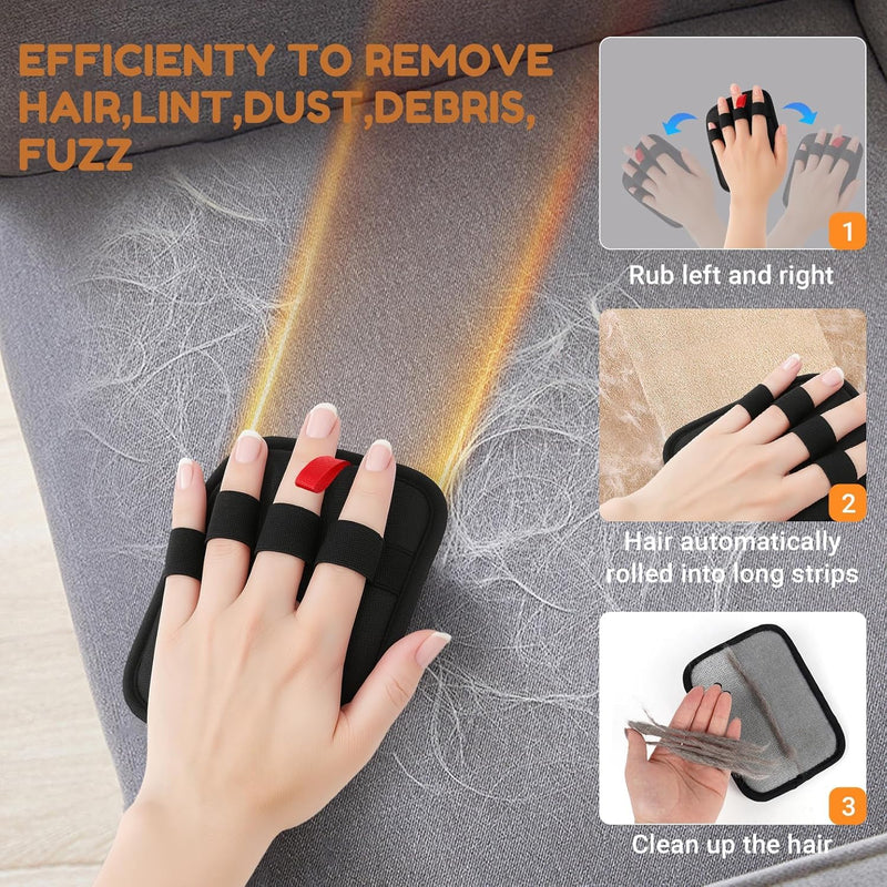Pet Hair Removal Glove-Cats Dogs Grooming Gloves Reusable Pet Hair Remover Tool for Clothing,Couch, Furniture, Car Seat,Carpet, Upgrade Efficient Cat Hair Remover Gloves-3 PCS - PawsPlanet Australia