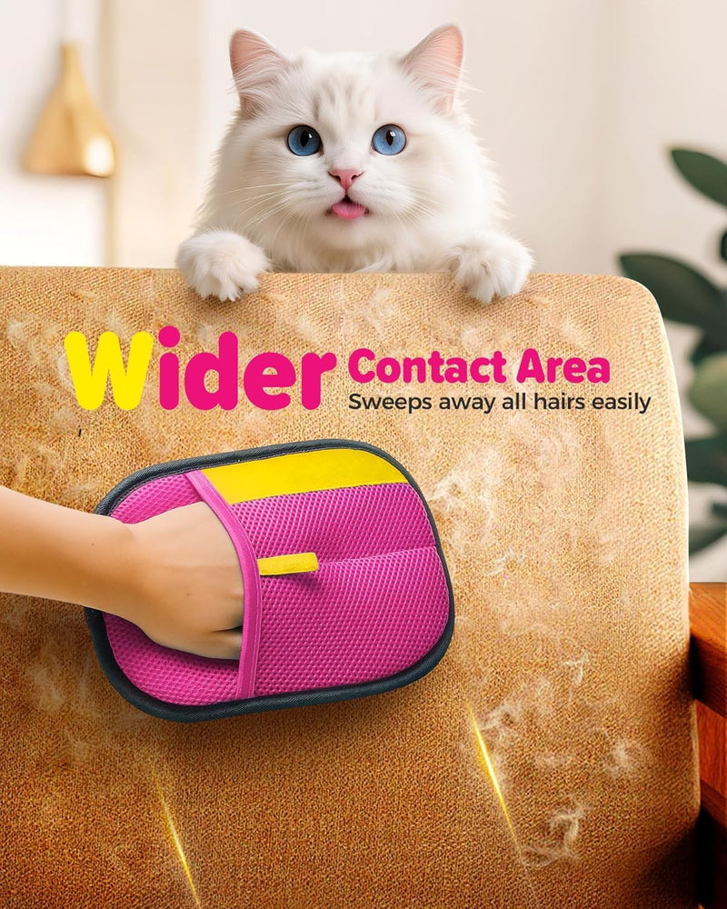 2025 Thickened Electrostatic Pet Hair Removal Gloves - Reusable Strong Grooming Gloves for Cats & Dogs Pink - PawsPlanet Australia