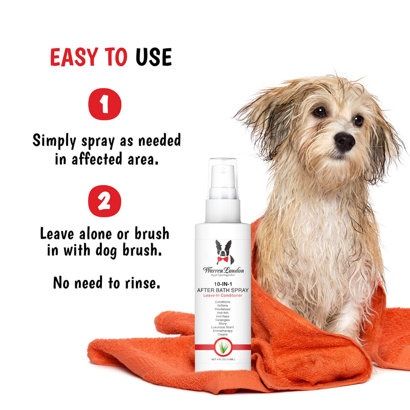 Warren London 10-in-1 Dog Spray & Rake Brush Combo | Detangles, Softens & Reduces Shedding | 16oz After Bath Spray + Dematting Rake | $40 Value – Now $29.99 16oz w/ Rake Brush - PawsPlanet Australia