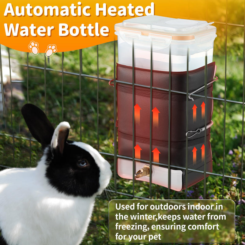 1 Pack 74 oz Heated Rabbit Water Bottle, Large Rabbit Water Dispenser No Drip, Bunny Water Bottle, Heated Small Animal Drinker for Pets, Rabbits, Guinea Pigs, Hamster, Ferrets, Birds, Mouse, Rats 1 - PawsPlanet Australia