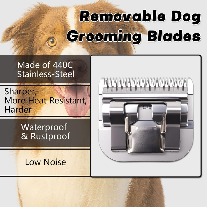3 Pack 10# Removable Dog Grooming Blades, Made of Carbonized Steel, Suitable for Andis/Oster A5/Wahl KM Series, Cutting Length 1/16" (1.5 mm) 1.5mm - PawsPlanet Australia
