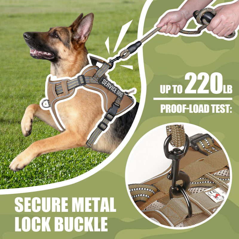 Service Dog Tactical Vest Harness and Leash Set Medium Sized Dog Emotional Support- Tactical Dog Harness Training Collar with Name (Khaki, M) Khaki - PawsPlanet Australia