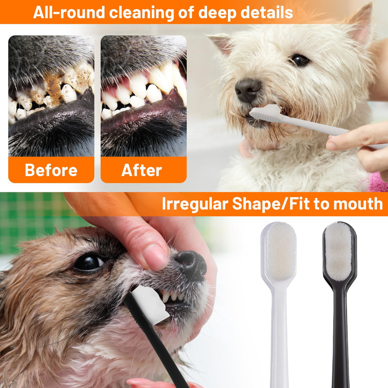 4 Pack Super Soft Dog Toothbrush for Small to Large Dogs Tooth Brushing Designed for Cat Dog Teeth Cleaning & Protecting Pet Dental Convenient Care Puppy Tooth Brush Kit Black and White - PawsPlanet Australia