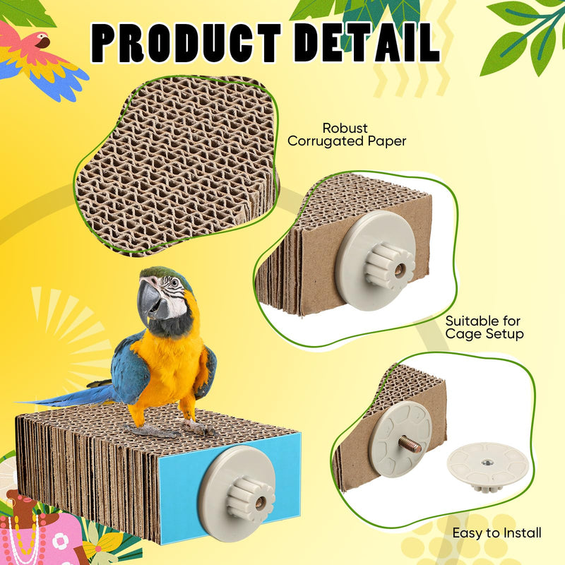 Skyygemm 3 Pcs Bird Chew Toys Parrot Perch Cardboard Platform for Cage Bird Paw Grinding Stand Parrot Cage Playground Exercise Toys for Macaws Small Parakeets Budgies Conure Cockatiel (Small) - PawsPlanet Australia