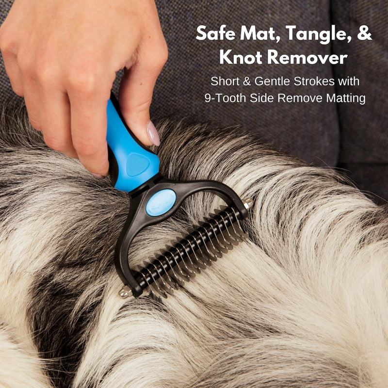 Dog and Cat Dematting Brush and Comb Set - Perfect For Grooming Long Haired Cats & Dogs - Detangle Pet's Coat & Prevent Painful Matting - PawsPlanet Australia
