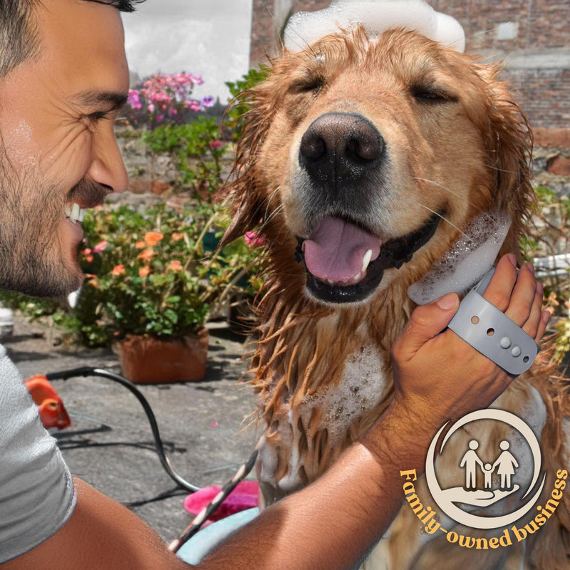 Dog Bath Brush - Silicone Grooming and Shedding Brush for Dogs & Cats, Puppy Essentials Dog Shampoo Brush, Pet Hair Removal Tool for Deep Clean & Massage Gray - PawsPlanet Australia