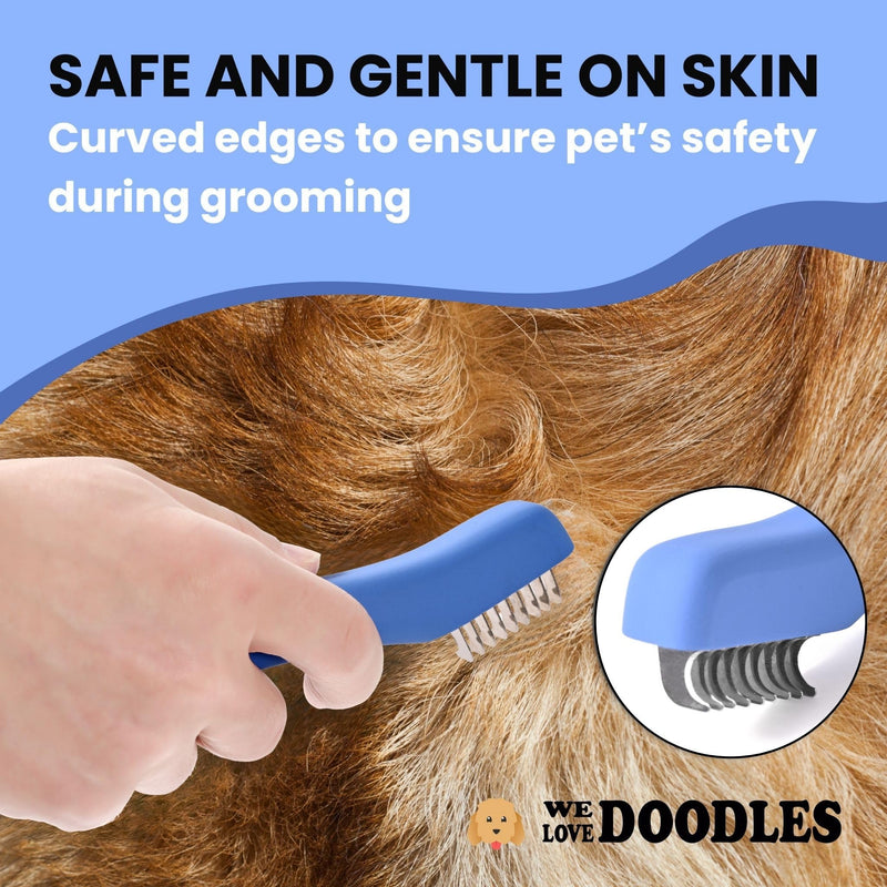 We Love Doodles Dematting Comb for Dogs - Dog Hair Mat Remover, Detangler Comb & Deshedding Tool, Removes Tangles, Knots, & Loose Hair, Metal Comb, Ergonomic Handle (9 Blade) 9 Blades