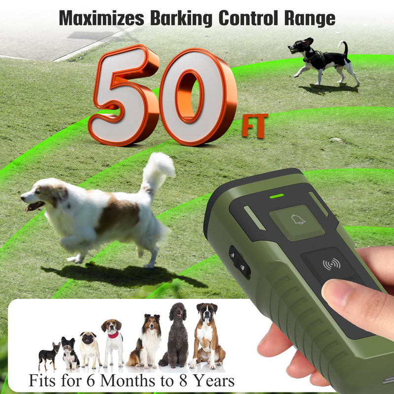 Dog Bark Deterrent Device Ultrasonic Anti-Barking Devices Up to 50FT Long Range & Rechargeable Dog Training Device Safe & Effective Portable Barking Control Devices for Dogs Army green