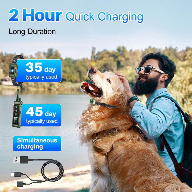 Dog Shock Collar - 4300FT Dog Training Collar with Remote,Shock-Lock,Light for Night Walks, Innovative IPX7 Waterproof with 4 Training Modes, Rechargeable E-Collar for 8-150 LBS Green - PawsPlanet Australia