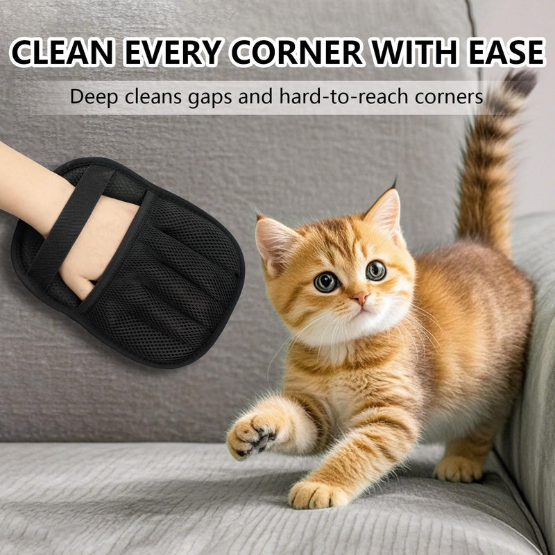 Upgraded Pet Hair Removal Gloves for Cats & Dogs, Five-Finger Electrostatic Reusable Magic Brush for Effortless Pet Hair Remover Tool on Carpet, Clothing, Laundry, Couch, Car Seat Black - PawsPlanet Australia
