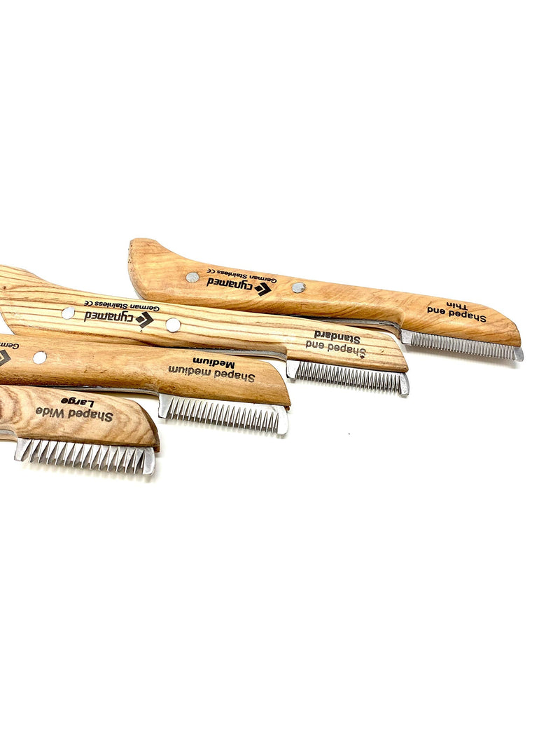 Cynamed Professional Pet Grooming Tool - Stripping Knives, Hand-Crafted Wooden Handle, German Grade Stainless Steel - Perfect for Hair of All Types (Medium) Medium - PawsPlanet Australia