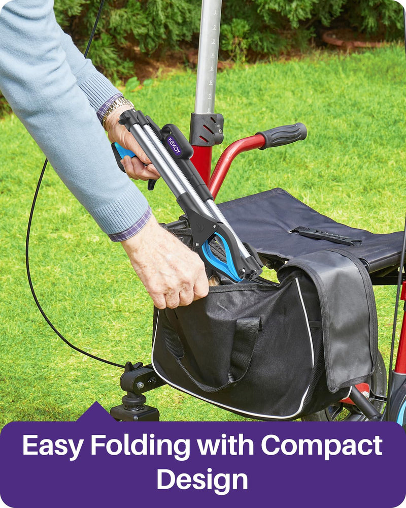 KEKOY Pro 32-inch Reacher Grabber Pickup Tool, Heavy Duty Grabbers for Seniors Foldable Pick Up Trash Stick with Anti-Slip 360° Rotating Jaw, 4" Wide Extended Weed Gripper Claw with Magnet 32 Inch of 1 Pack