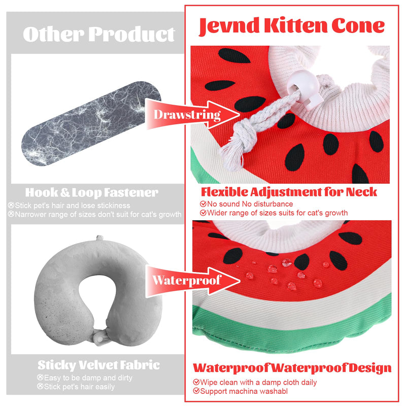 ElevateTech Cat Cone Collar Soft Kitten Cones After Surgery Cute Donut Small Kitten Cone Collar Adjustable Cat Recovery Cones to Stop Licking Neck Elizabethan Collars for Cats Kittens, Watermelon, S