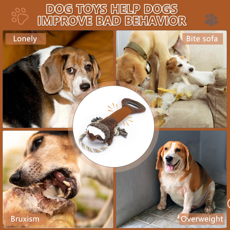 Large Plush Squeaky Dog Toys with Crinkle Paper, Tug of War Pull Toys for Puppies, Interactive Dog Chew Toys for Small, Medium and Large Dogs Brown01 Sloth - PawsPlanet Australia