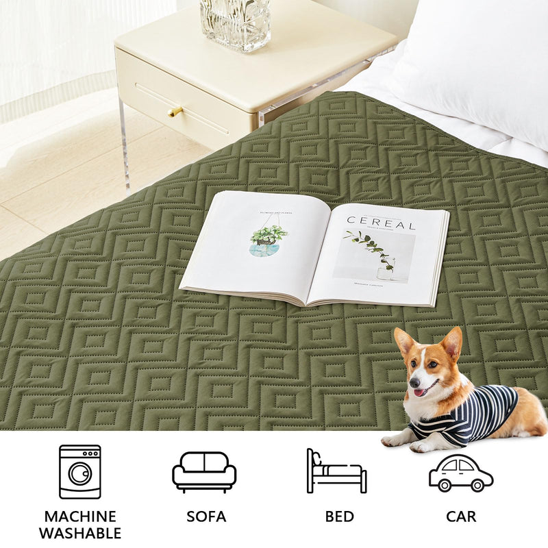 hyha Waterproof Dog Bed Blanket, Soft Pet Blankets 30x53 Inch and 82x102 Inch in Green/Navy Blue, 2 Item Bundle - PawsPlanet Australia