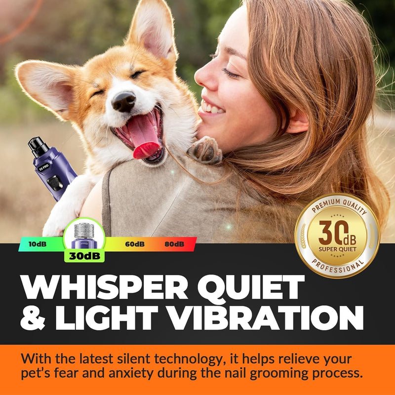 Dog Nail Grinder with 2 LED Lights Powerful 2 Speeds Super Quiet Dog Nail Trimmers with 3 Grinding Wheels Rechargeable Pet Dog Nail Clippers for Large Medium Puppy Dogs Nail File Cat Nail Clipper Blue 🟨🟨🟨Whisper Quiet-Blue🟨🟨🟨 - PawsPlanet Australia