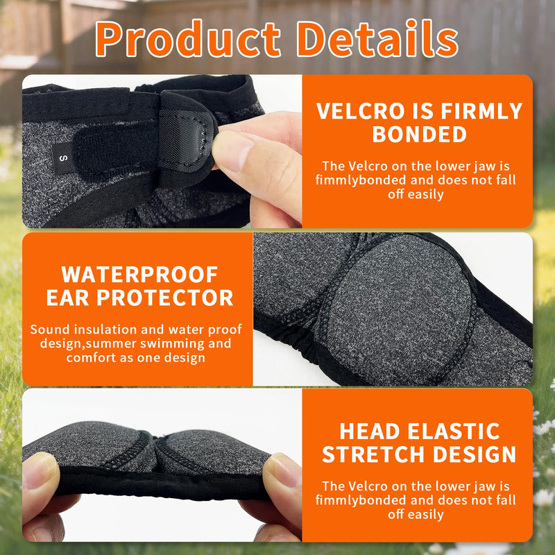 NEW Dog Ear Muffs Noise Protection Anxiety Relief for Fireworks Thunder, No Flap Ear Wrap Ear Covers for Bathing Swimming Grooming, Waterproof Elastic Adjustable Dog Snood Comfortable & Quiet(Grey, L) 1-Pack: Try It First