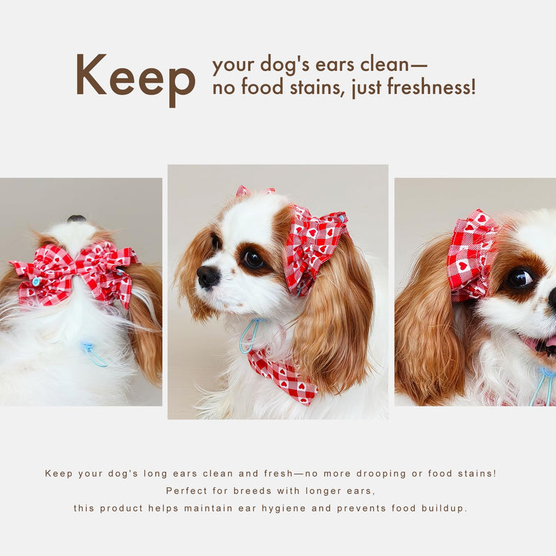 Soft Cotton Dog Headband for Cocker Spaniel, Cavalier, Springer - Adjustable Bow Pet Hair Accessory (Dog Bow Red Heart) - PawsPlanet Australia