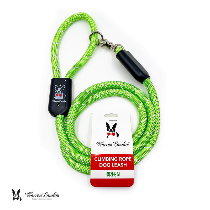 Warren London Climbing Rope Dog Leash – 5 ft Reflective Forest-Green Rope w/Comfort Grip & Locking Clip | Heavy-Duty Lead for Hiking, Camping & Daily Walks Green - Reflective - PawsPlanet Australia