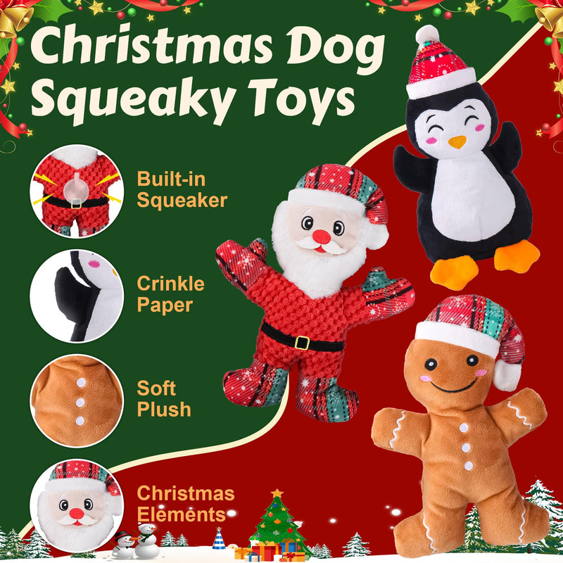 Dog Toys with Squeaker, 3 Pack Dog Chew Toys with Rope Clean Teeth, Cute Dog Squeaky Toys with Cotton Material, Interactive Durable Dog Plush Toy for Small, Large Dog - PawsPlanet Australia