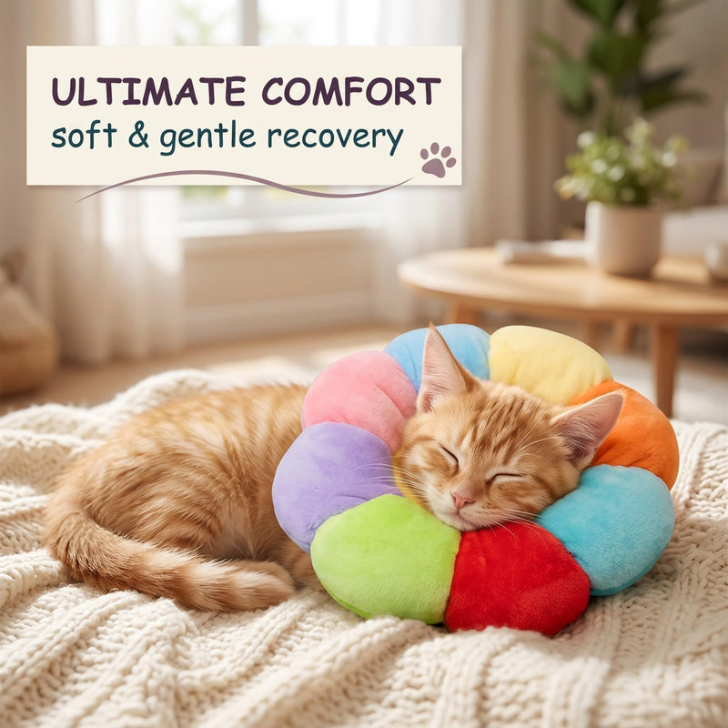 Cat neck brace size S, 1 piece, soft lick protection collar for cats and small dogs, Elizabethan collar, colorful, post-surgery