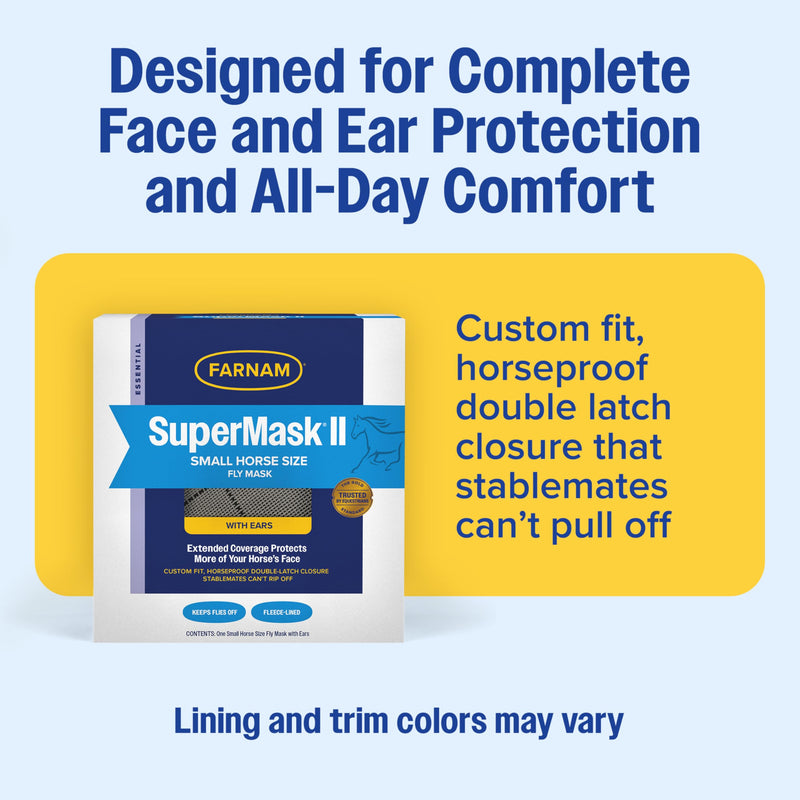 Farnam SuperMask II Classic Horse Fly Mask with Ears, Arabian size, Assorted