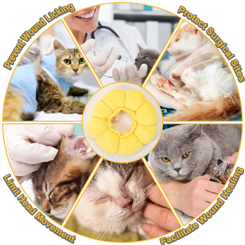 Cat Collar, Cat Collar, Elizabethan Collar for Cats, Soft Adjustable Collar for Pet Recovery, Protection from Licking and Scratching After Surgery (Yellow, M) yellow