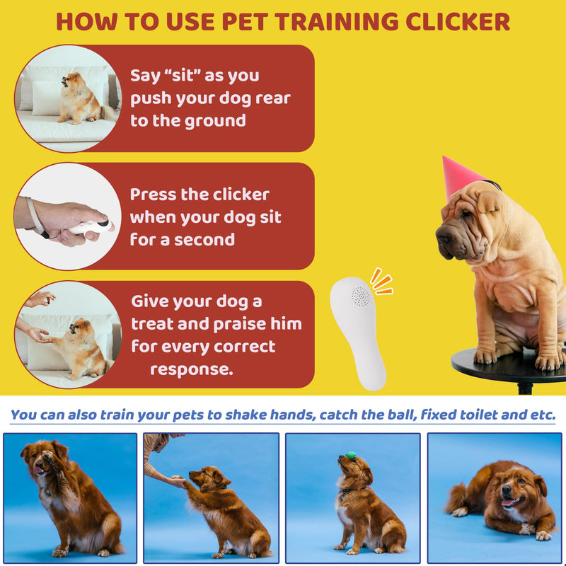 Dog Training Clickers with Wrist Strap, Training Clicker for Pet Like Dog Cat Horse Bird Dolphin Puppy, Big Buttons and Loud Sound (White) White - PawsPlanet Australia
