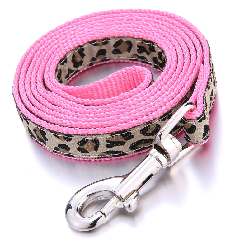 Mile High Life Leopard Dog Harness Collar Leash Set, Adjustable No Pull Dog Halter Harness for Small Breed Dogs, Easy Control for Training Walking (Pink, XS Chest 9"-15", Neck 8"-12") X-Small Neck 8"-12" Pink - PawsPlanet Australia
