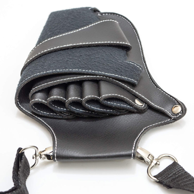 IKAS Scissor Holster - Multi Color PU Leather Shear Holder for Hairdressers, Barbers & Pet Groomers - Waist/Shoulder Belt Shear Holder Black - PawsPlanet Australia