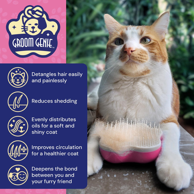 Large 5" Dog Pet Hair Massaging Brush Grooming Tool for Cats Dogs Long or Short Hair Raspberry Pink