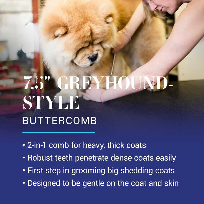 Chris Christensen 003 7.5 in. F/XC Greyhound-Style Butter Comb, Groom Like a Professional, Rounded Corners Prevent Friction and Breakage, Solid Brass Spin with Steel Teeth, Chrome Finish. Metallic 003 - 7.5 Inch Extra Coarse/Fine