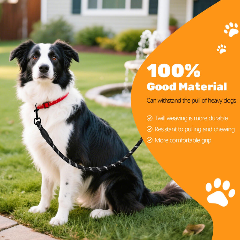6 FT Heavy Duty Dog Leash with Soft Padded Handle, Highly Reflective Rope Dog leashes for Large Medium Small Dogs Night Walking Hiking Outside, 1/2 inch, Black - PawsPlanet Australia