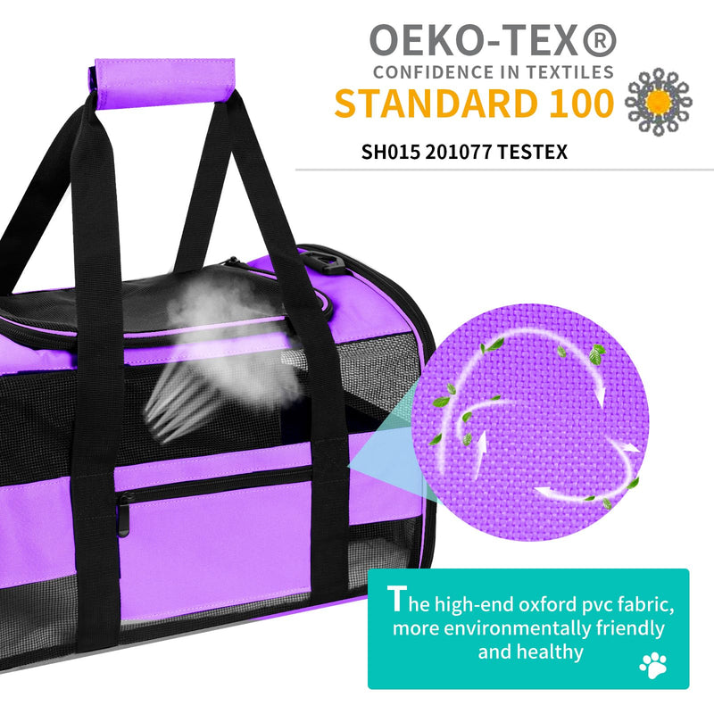 Airline Approved Cat Carrier Dog Carriers for Small Dogs Under 15 Lbs, Collapsible Soft Sided Travel Carriers for Puppy Kitten, Purple - PawsPlanet Australia