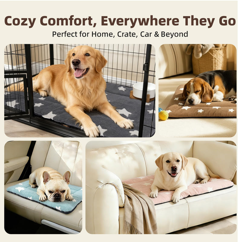 MORA PETS Cat Bed Mattress Small Flat Dog Crate Mat 56 x 33cm Washable Pet Bedding Soft Puppy Cushion Anti-slip Kitten Bed Puppy Pillow Pad with Star Pattern Blue 56 x 33 x 3cm - PawsPlanet Australia
