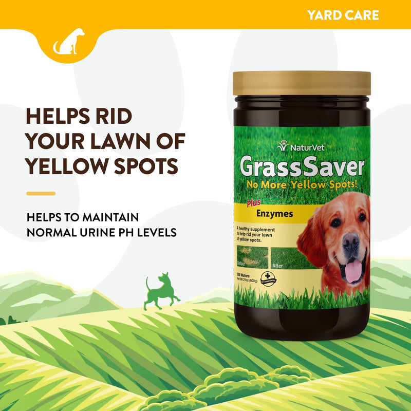 NaturVet – GrassSaver Wafers for Dogs Plus Enzymes – 300 Wafers – Healthy Supplement to Help Rid Your Lawn of Yellow Spots – Synergistic Combination of B-Complex Vitamins & Amino Acids