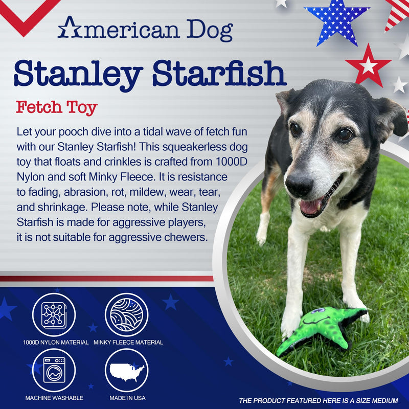 Stanley Starfish – Durable Fetch Dog Toy Made in USA from Pet-Safe, Machine-Washable 1000D Nylon Material and Minky Fleece for Bonding, Play Time, Exercise, Training, & More Medium Stanley Starfish - PawsPlanet Australia
